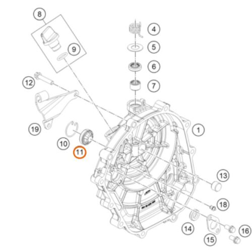 MIRILLA DE ACEITE TAPA EMBRAGUE 390 DUKE/RC