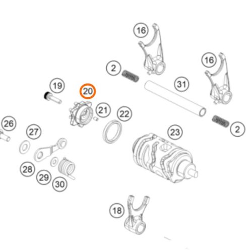 SOPORTE DE SELECTOR DE CAMBIOS 250/390 DUKE 13-18
