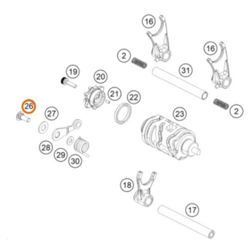 PERNO M6 DE SELECTOR DE CAMBIOS 200-390 DUKE 12-18