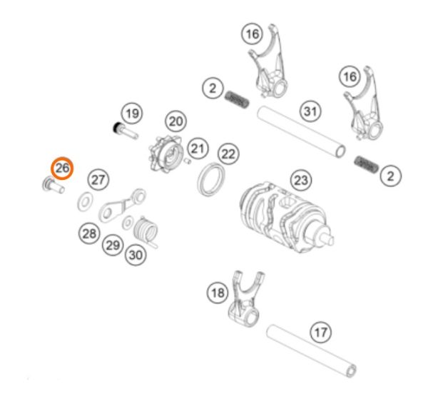 PERNO M6 DE SELECTOR DE CAMBIOS 200-390 DUKE 12-18