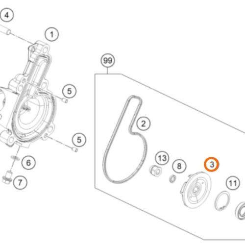 PROPELA DE BOMBA DE AGUA 200-390 DUKE/RC