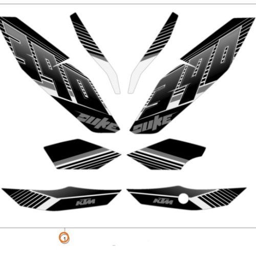 KIT DE ADHESIVOS 390 DUKE 14-15 NEGRA
