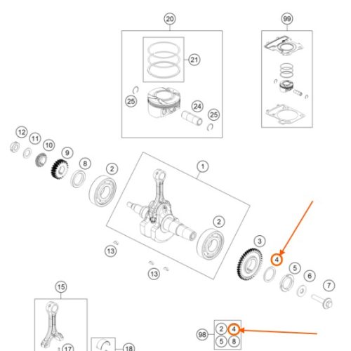 ARANDELA DE CIGUEÑAL CONICA DUKE 390 17-19