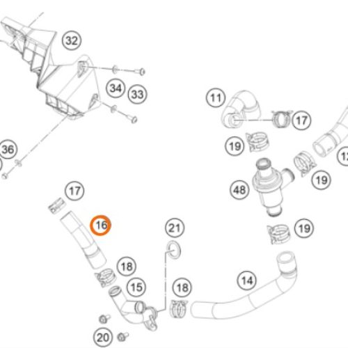 MANGUERA EN S EDE RADIADOR 390 DUKE