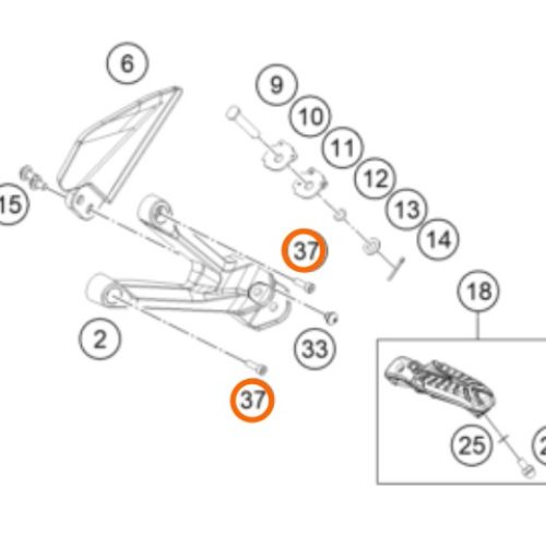 PERNO M8X1.25 DE SOPORTE ESTRIBO RC200/390 18-20