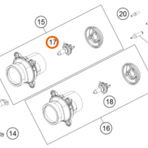 FOCO DE LUZ ALTA DELANTERO  390 RC H9 65W