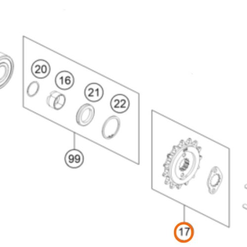 PIÑON MOTRIZ 15T 390 DUKE/RC 13-17