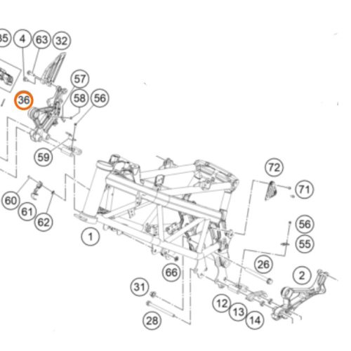 SOPORTE DE ESTRIBO DERECHO DEL 250/390 DUKE 2017