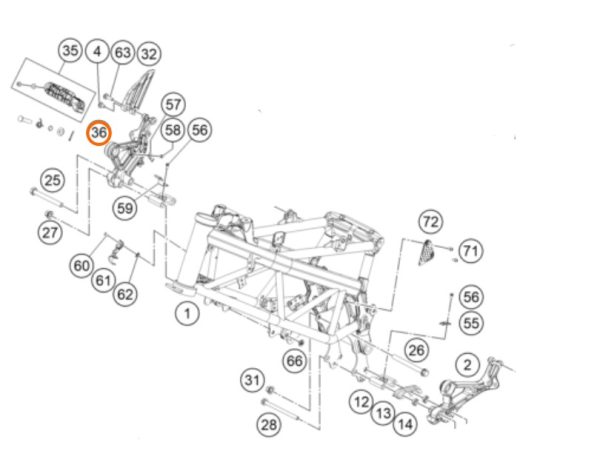 SOPORTE DE ESTRIBO DERECHO DEL 250/390 DUKE 2017