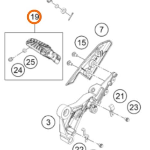 ESTRIBO DELANTERO DER 250/390 DUKE 2019