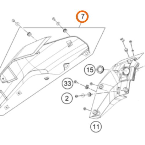 SPOILER DERECHO 250/390 DUKE BLANCA 17-18