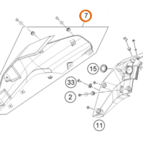 SPOILER DERECHO 250/390 DUKE NARANJA 17-20