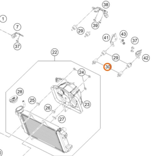 ESPACIADOR DE PROTECTOR RADIADOR 390 DUKE 17-19