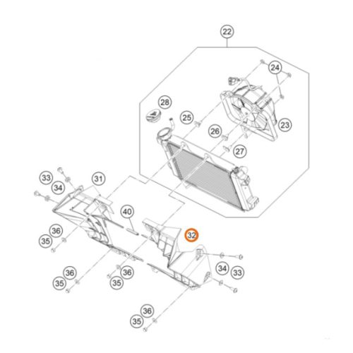 PROTECTOR DE RADIADOR IZQ. 250/390 DUKE 17-21