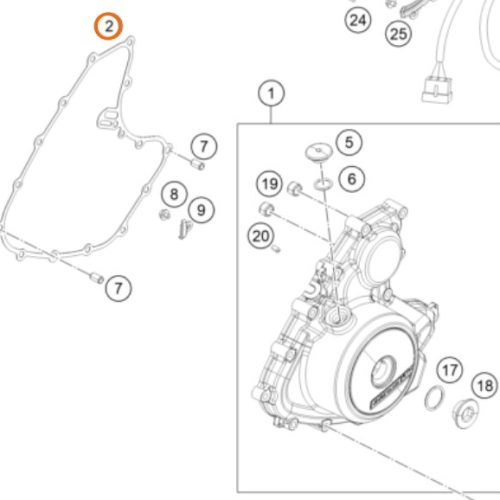 EMPAQUE DE TAPA DE ENCENDIDO 250/390 DUKE 20-22