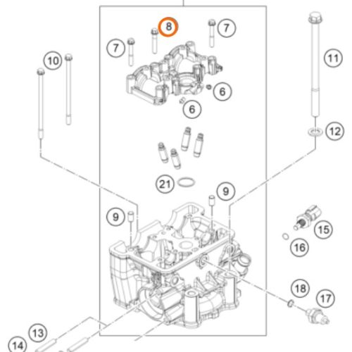 PERNO M6X35 DE CABEZOTE 200 DUKE 12-19