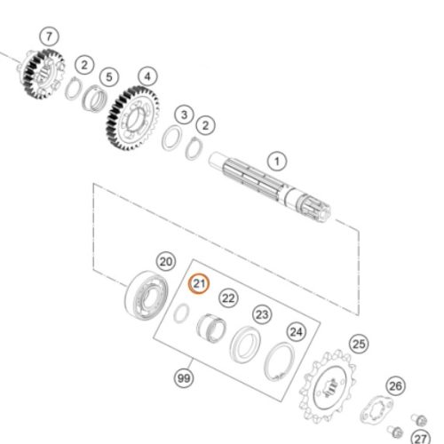 O RING DE EJE MOTRIZ DUKE 200 J770017515