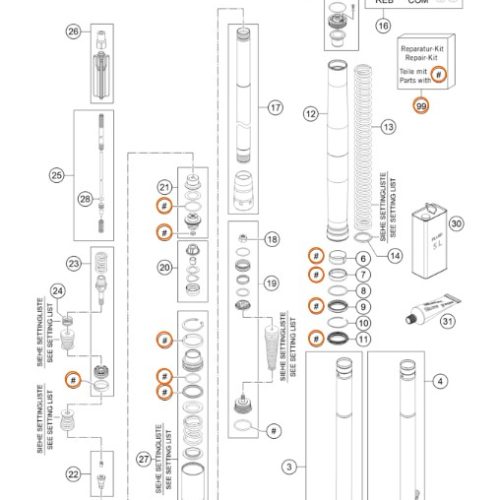 KIT DE REPARACION SUSPENCION DEL SX 2016